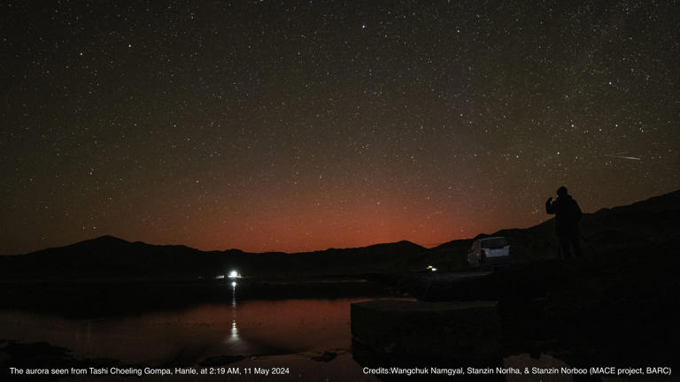 Luminous Ladakh: Solar Storms Ignite Spectacular Skies with Auroral Brilliance.